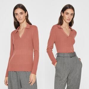 Club Monaco Everywear Johnny Collar Sweater Cedar Brown Women’s Small NWT